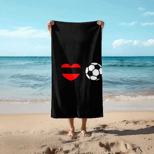Monogram logo soccer heart Beach Towels