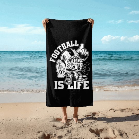 Football Is Life American Football Lover Game Day Beach Towels