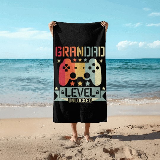 GRANDAD LEVEL UNLOCKED Beach Towels