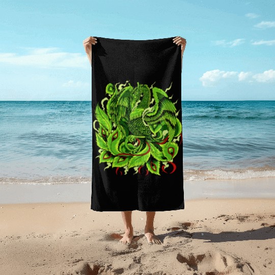 Mythical Creature From Japan Japanese Phoenix Beach Towels