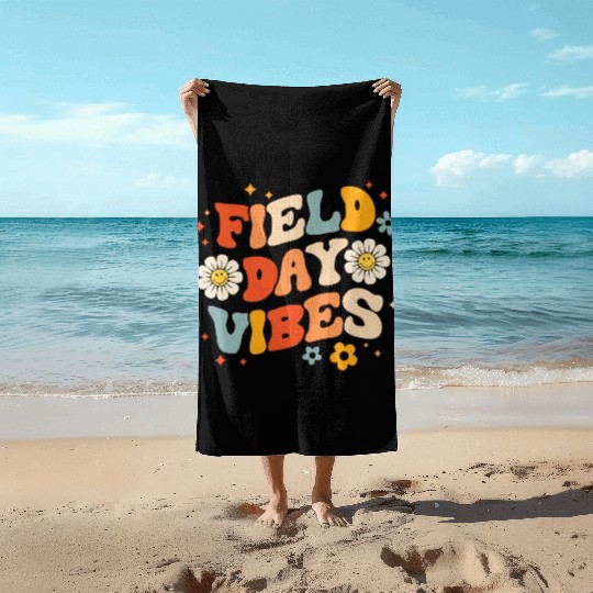 Field Day 2023 Funny Field Day Vibes Teacher Boy Beach Towels
