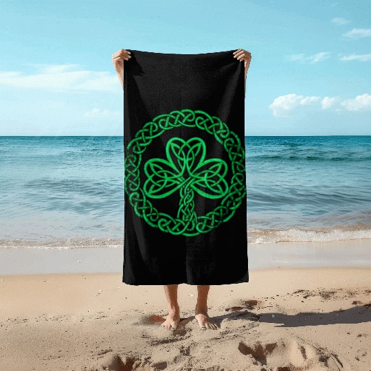 Irish Celtic Knot Shamrock Clover Beach Towels
