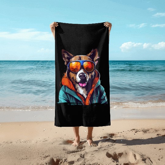 Street Style Dog | Dog Lovers Beach Towels