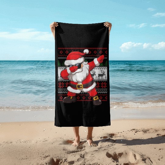 Dabbing Santa Funn Ugly Beach Towels