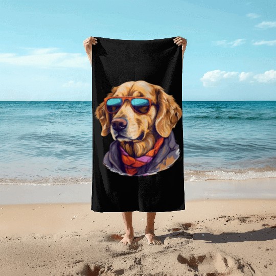 Golden Retriever in the Streets | Dog Lovers Beach Towels