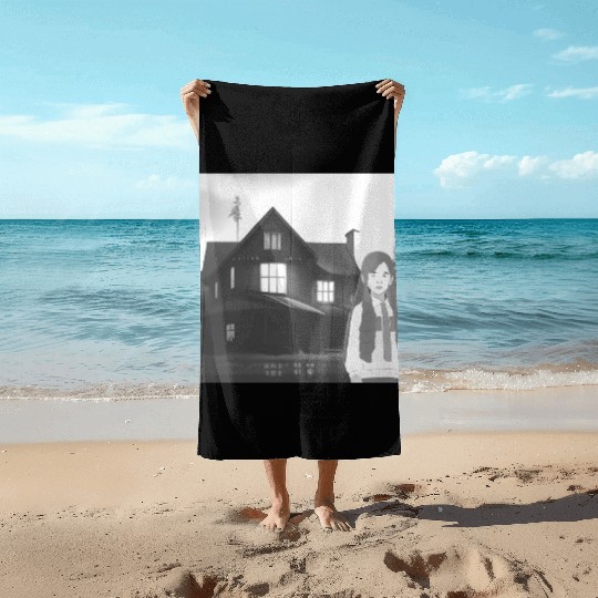 Is a haunted house??? (Black and white version) Beach Towels