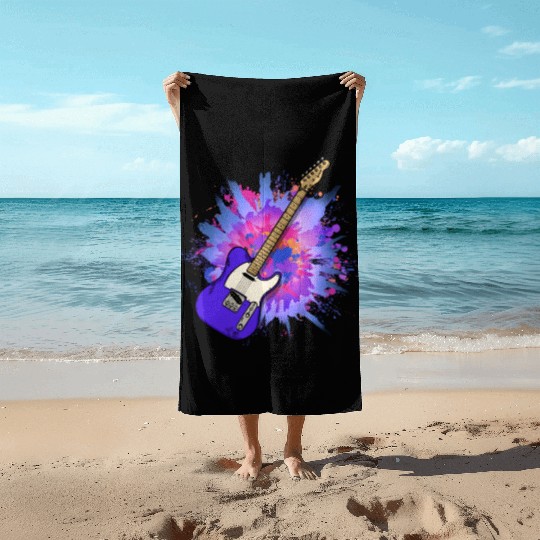 Paint Decor Music Lover Musician Guitarist Guitar Beach Towels