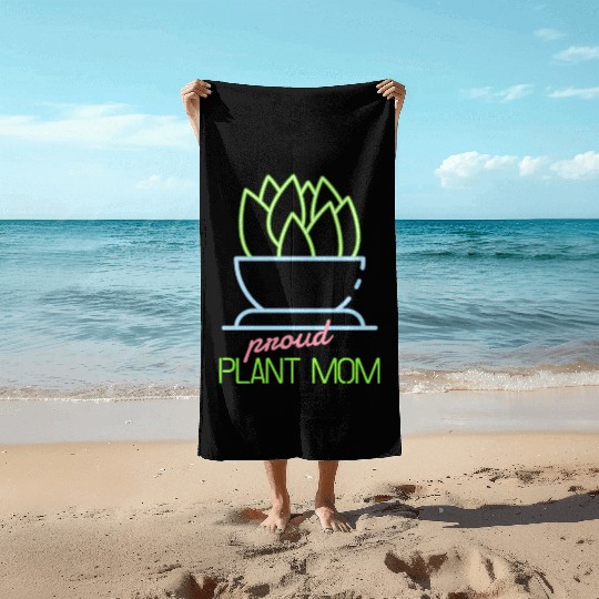 Proud Plant Mom Neon Style Beach Towels