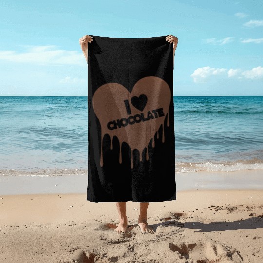I Love Chocolate Candy Heart Lover Beach Towels