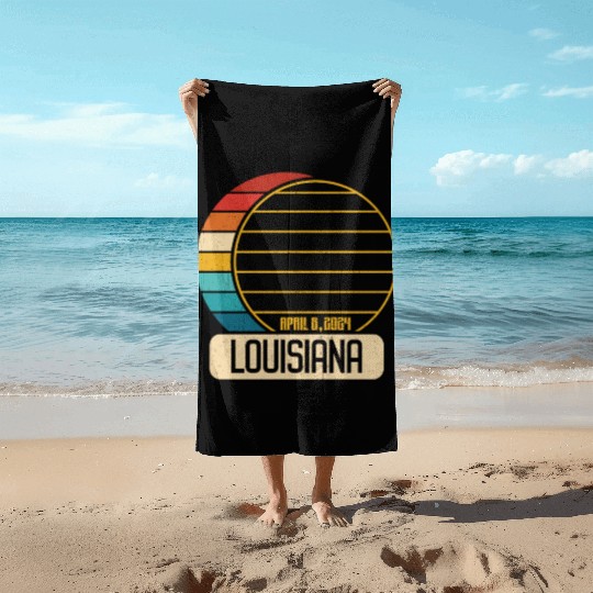 Total Solar Eclipse Louisiana April 28 2024 Beach Towels
