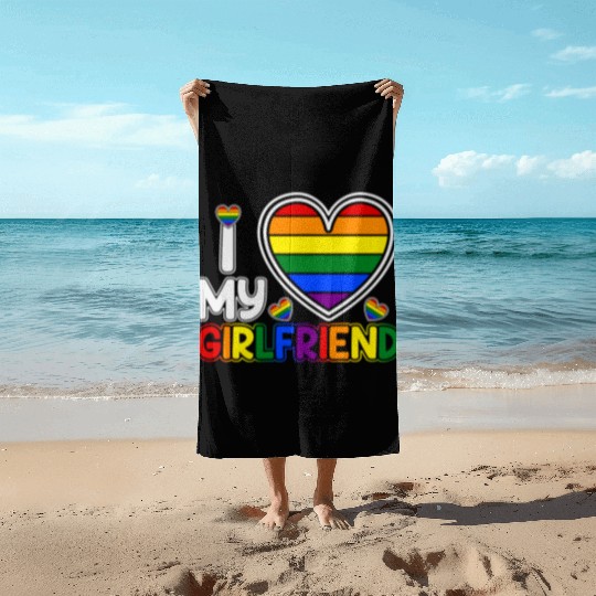 i love my girlfriend Beach Towels