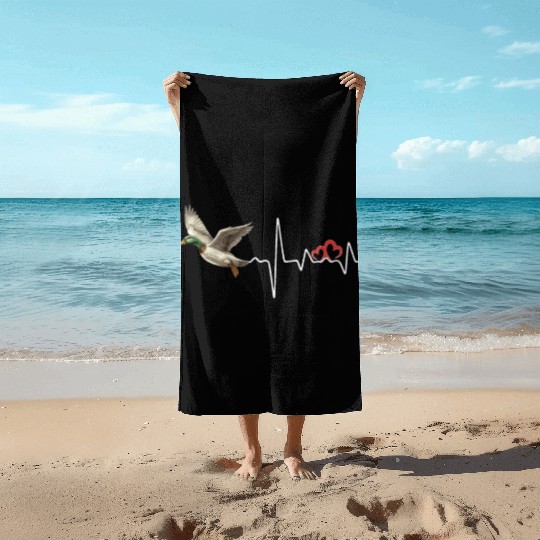 Duck Hunting Love Heartbeat Duck Hunter Beach Towels
