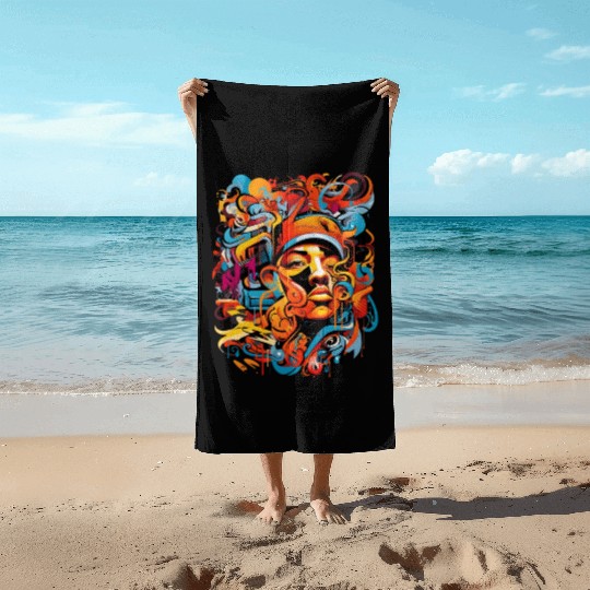 Music, hip-hop, rap, rapper, sound, gift. Beach Towels