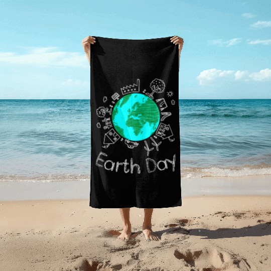 Save The Earth Cute Funny Beach Towels