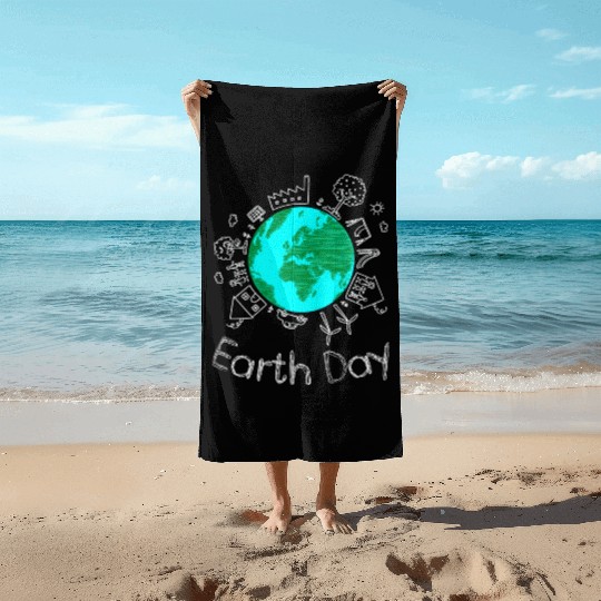 Save The Earth Cute Funny Beach Towels