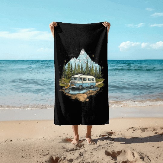 camping, nature, independent, gift Beach Towels