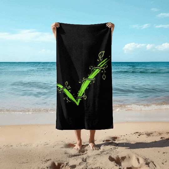Green Hook For Yes To Vegetarianism And Veganism Beach Towels