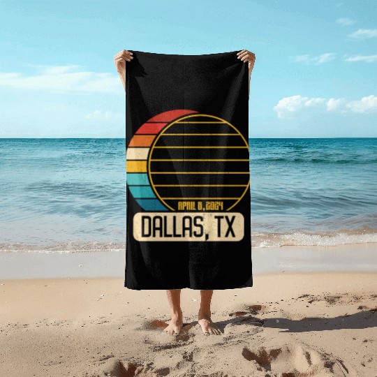 Total Solar Eclipse Texas Dallas April 28 2024Dall Beach Towels