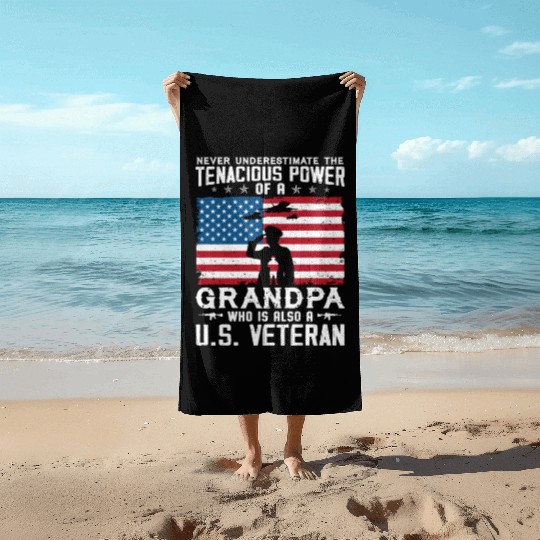 US Army Veteran Grandpa Beach Towels