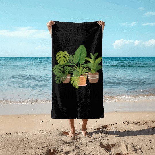 Houseplants Galore Plant Mom Beach Towels