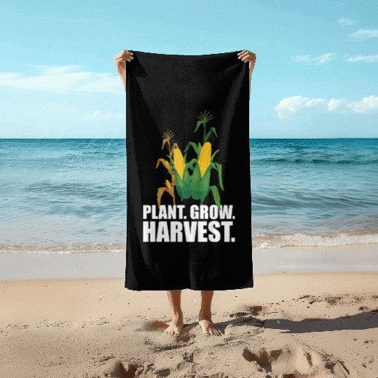 Corn Farmer Plant Grow Harvest Beach Towels