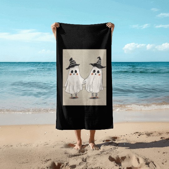 Ghost friends graphic Beach Towels