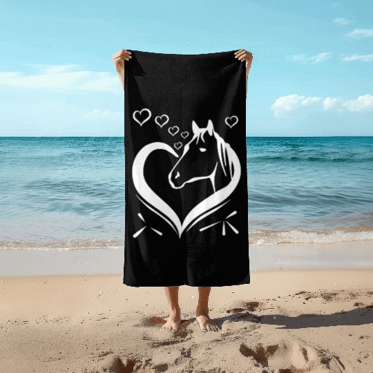 Cute horse heart for horseowner Beach Towels