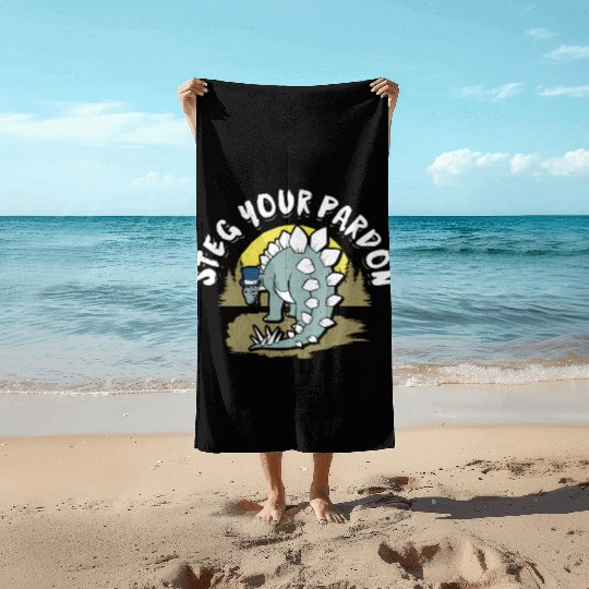 Dinosaur T For Stegosaurus Beach Towels