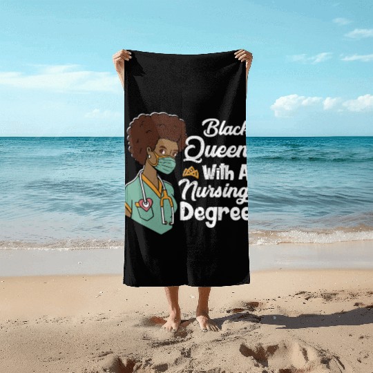 Black Queen With A Nursing Degree Beach Towels