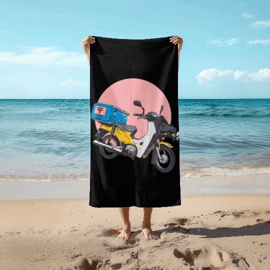 colorful motorcycle Beach Towels