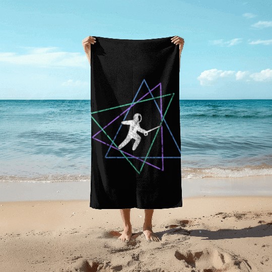 Geometric Fencing Duel Beach Towels