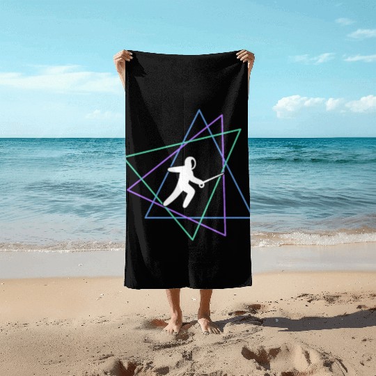 Geometric Fencing Duel Beach Towels