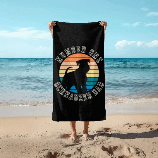 Number One Schnauzer Dad Beach Towels