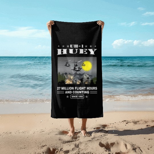 Uh 1 FLight since 1956 Beach Towels