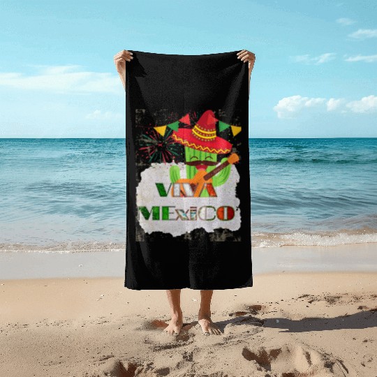 VIVA_mexico national day festival Beach Towels