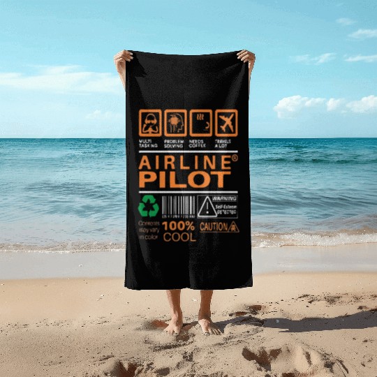 Airline Pilot Label Beach Towels