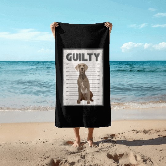 Guilty Weimaraner Mug Shot Beach Towels