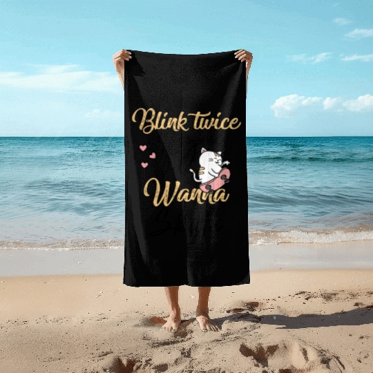 Blink Twice If You Wanna Skate Skating Lover Beach Towels
