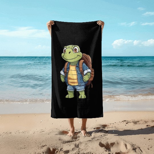 Turtle Wearing Backpack Beach Towels