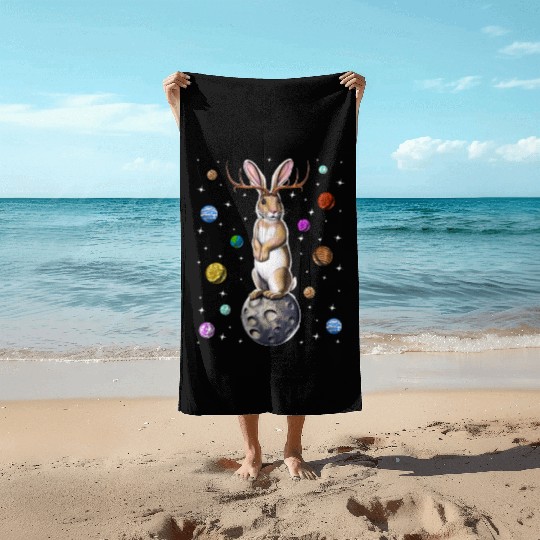 Jackalope Rabbit Beach Towels