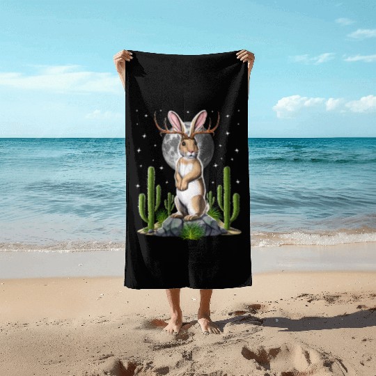Jackalope Rabbit Beach Towels