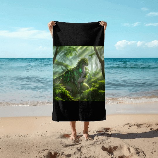 The Dragon-Like Basilisk of the Forest Beach Towels