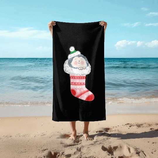 Holly Jolly Hedgehog Beach Towels