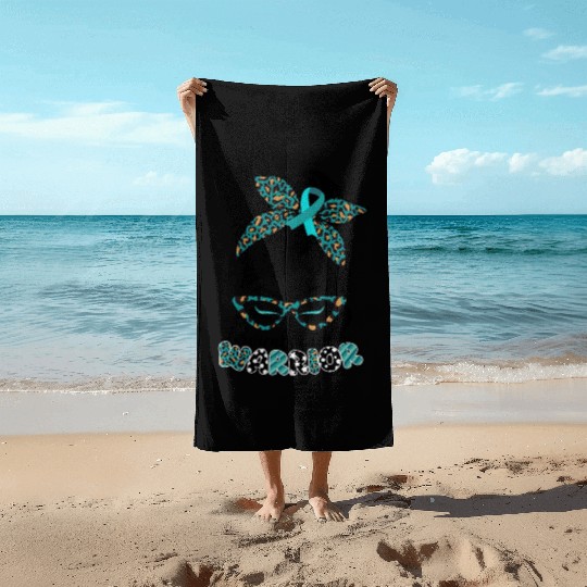 Cervical Cancer Warrior Messy Bun Girl Design Beach Towels