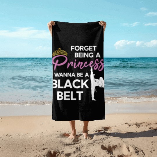 Funny Karate Black Belt Saying For Taekwondo Girl Beach Towels