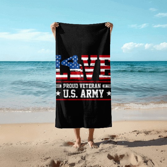 Love And Proud Us Army Veteran Beach Towels