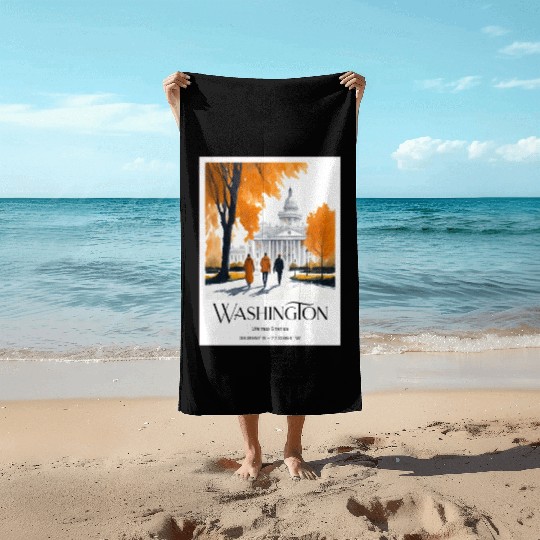 Watercolor painting loving couple in Washington DC Beach Towels