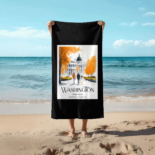 Watercolor painting loving couple in Washington DC Beach Towels