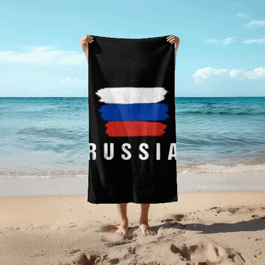 Painted Russia Flag Russian Flag Fan Beach Towels