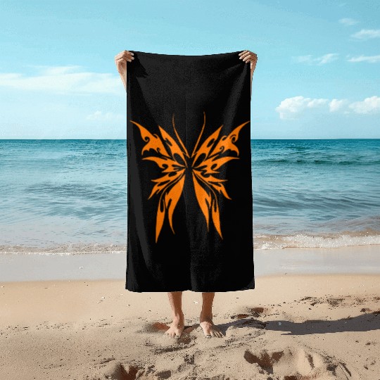 Cool Cyber Butterfly Cybersigilism For A Geometric Beach Towels